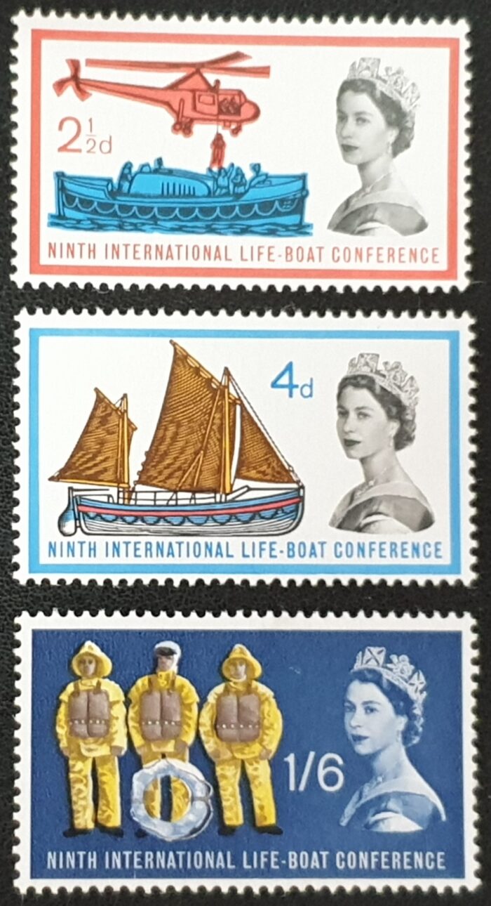 Great Britain Queen Elizabeth II 1963 “Ninth International Lifeboat Conference, Edinburgh” SG639-641 Set of 3 (Ordinary) MNH