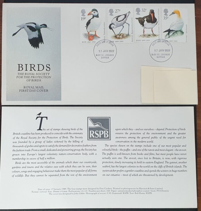 Great Britain 1989 First Day Cover “Birds” 17-1-1989 Bury St. Edmunds