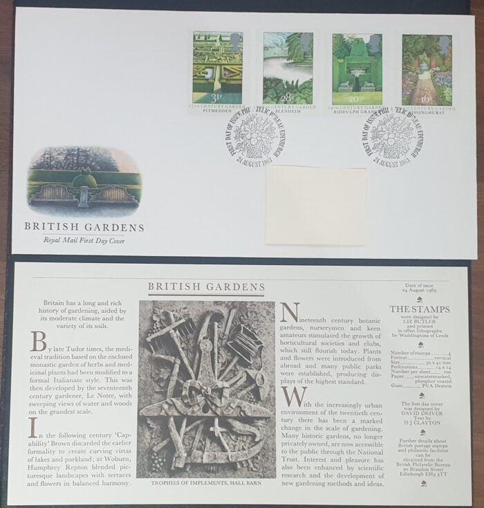 Great Britain 1983 First Day Cover “British Gardens” 24-8-1983 Edinburgh