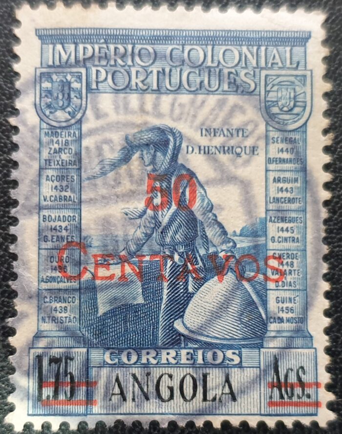 ANGOLA  (Portugal Angola) 1945-46 Red Surcharge 50c on 1,75A Used Stamp