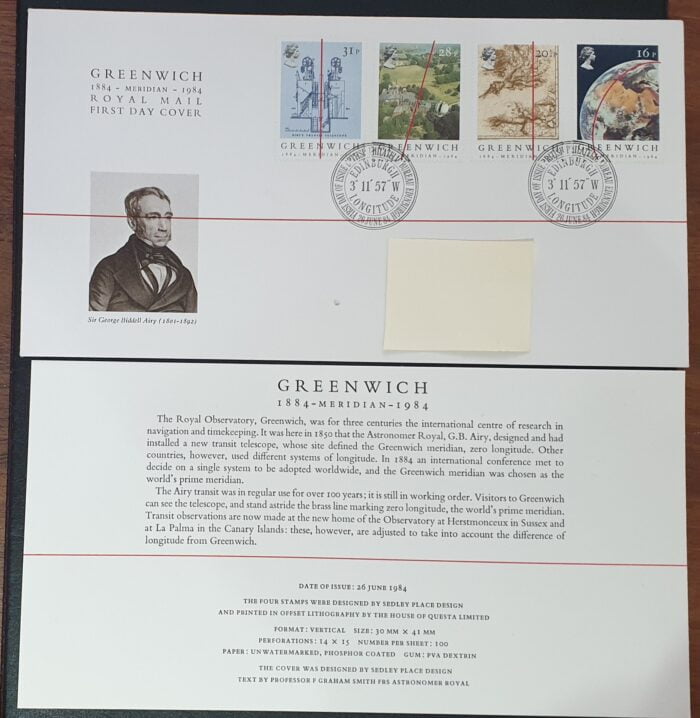 Great Britain 1984 First Day Cover “Greenwich” 26-6-1984 Edinburgh