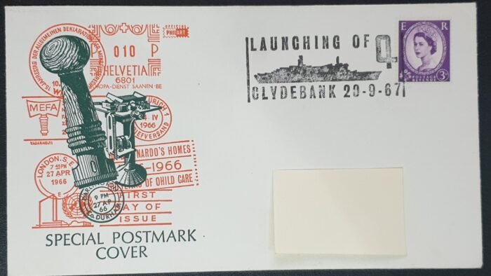 Great Britain 1967 SPECIAL POSTMARK COVER "LAUNCHING OF CLYDEBANK 20-9-67"
