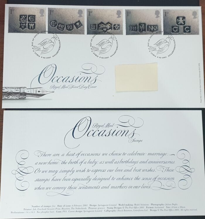 Great Britain 2001 First Day Cover “Occasions” 6.2.2001 Wolverhampton