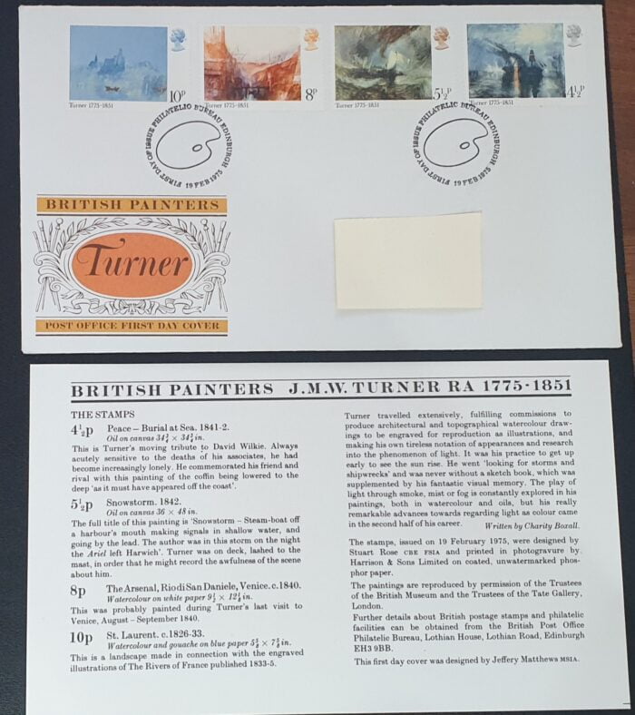 Great Britain 1975 First Day Cover “Turner” 19.2.1975 EDINBURGH