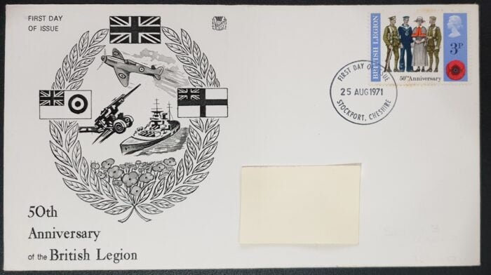 Great Britain 1971 First Day Cover “50th Anniversary of the British Legion” 25-8-1971 Stockport