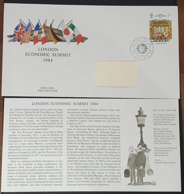 Great Britain 1984 First Day Cover “LONDON ECONOMIC SUMMIT 1984” 5.6.1984 EDINBURGH