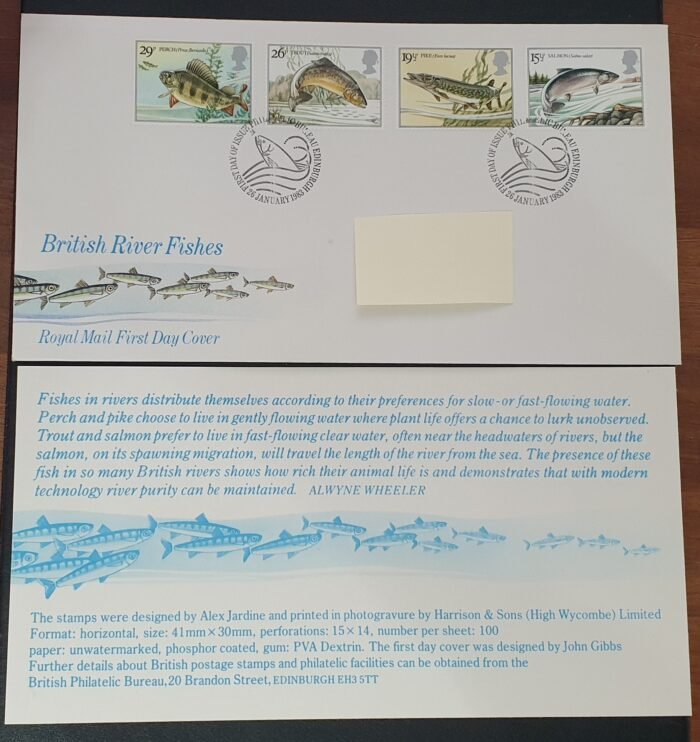 Great Britain 1983 First Day Cover “British River Fishes” 26.1.1983 EDINBURGH