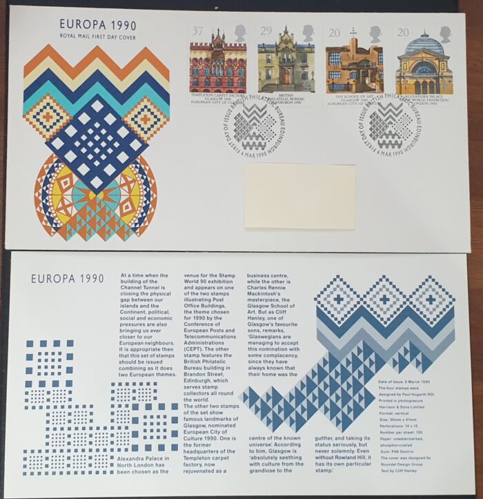 Great Britain 1990 First Day Cover “Europa 1990” 6.3.1990 EDINBURGH