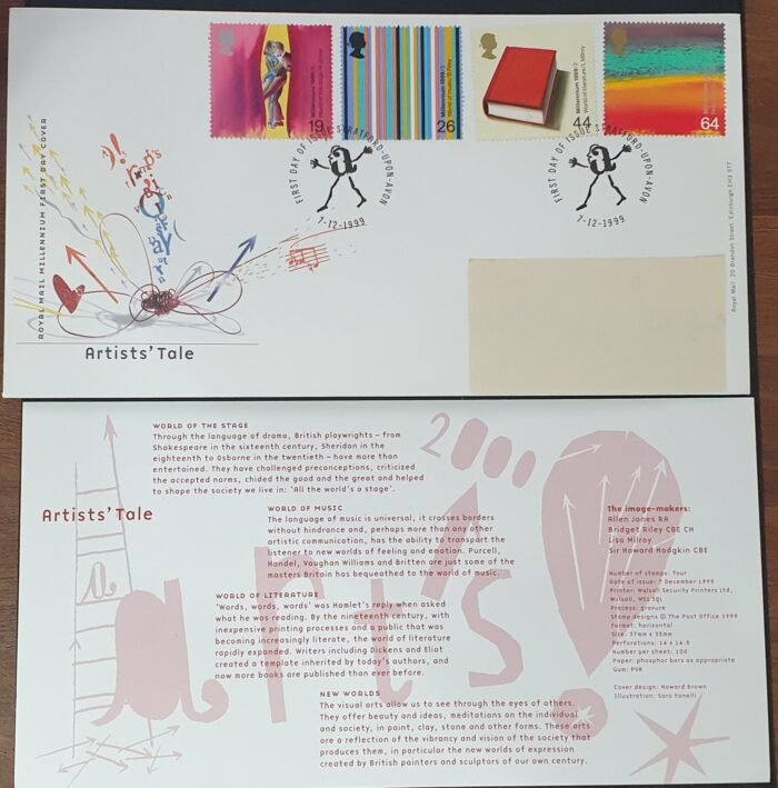Great Britain 1999 First Day Cover “Artists' Tale” 7.12.1999 Stratford-upon-Avon