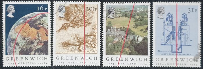 Great Britain Queen Elizabeth II 1984 “Centenary of Greenwich Meridian” SG1254-1257 Set of 4 used stamps
