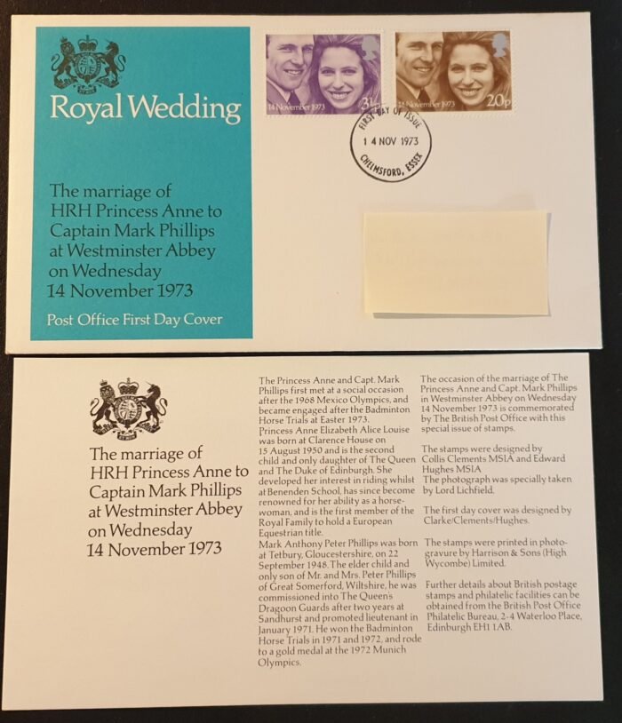 Great Britain 1973 First Day Cover “Royal Wedding ” 14.11.73 Chelmsford