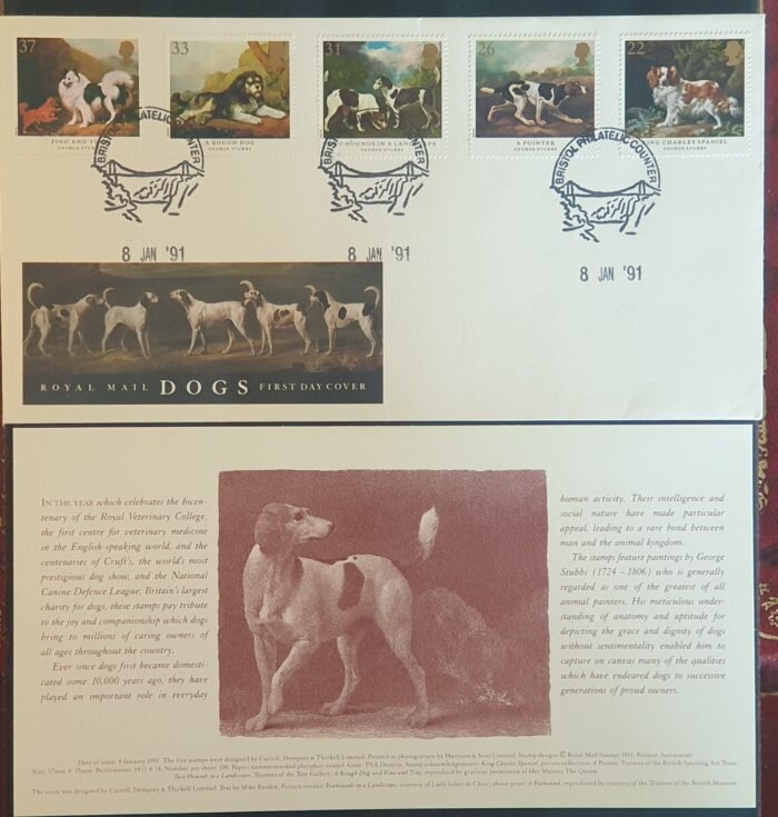Great Britain 1991 First Day Cover “DOGS” 8.1.1991 BRISTOL