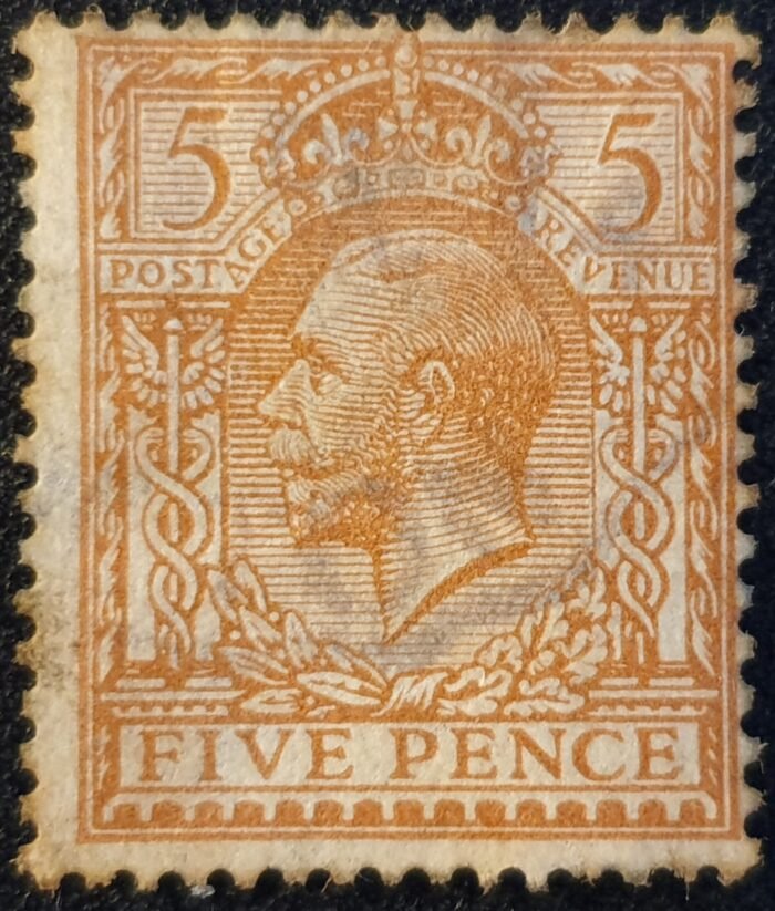 Great Britain King George V SG382 5d. yellow-brown ,used stamp