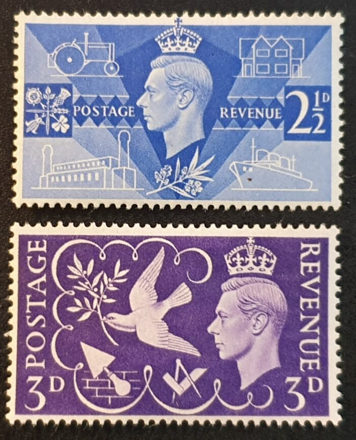 Great Britain King George VI 1946 SG491/2 Set of 2 Mounted Mint Stamps