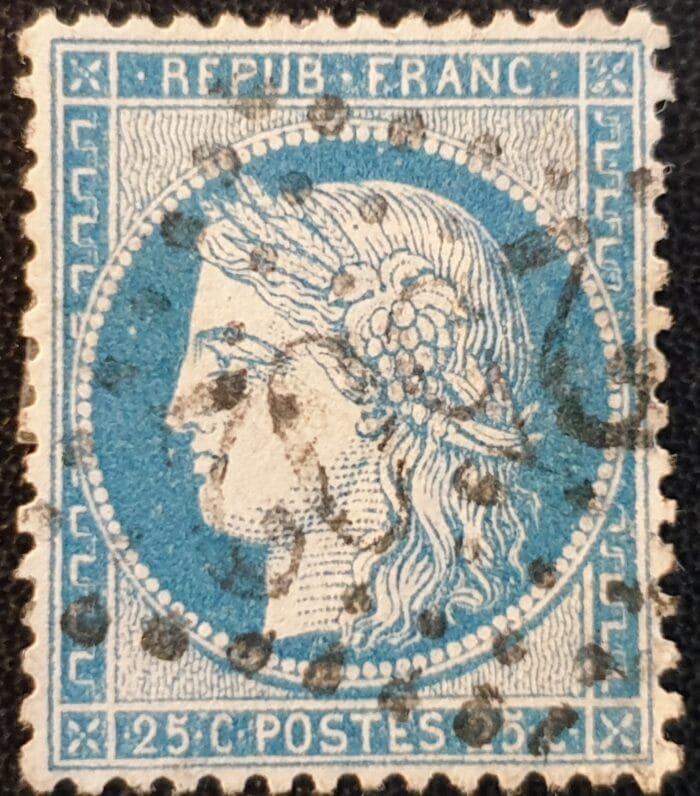 France 1870 "Ceres" SG198 25c. blue used single stamp