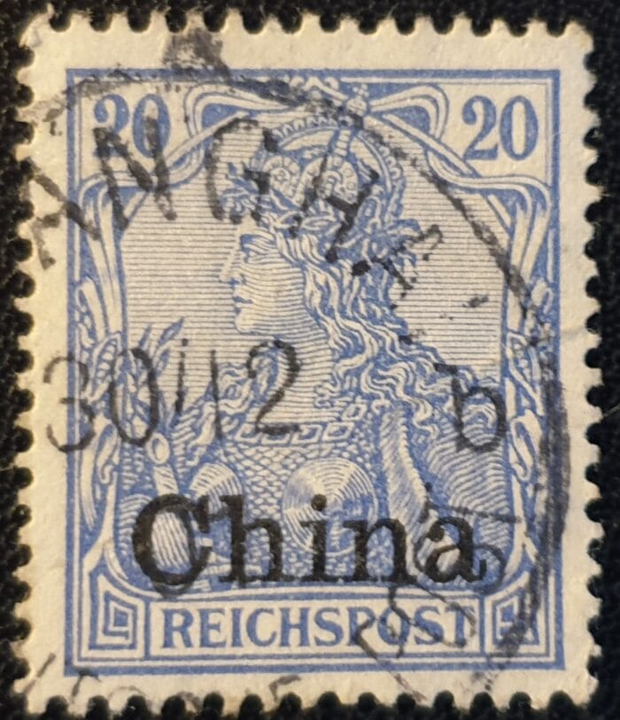 Germany P.O. in China 1901 SG25 20pf. blue used single stamp