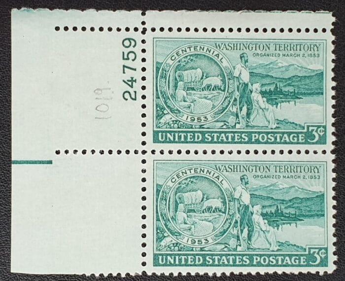 United States 1953 SG1019 3c. green 24759 MNH Pair Stamps