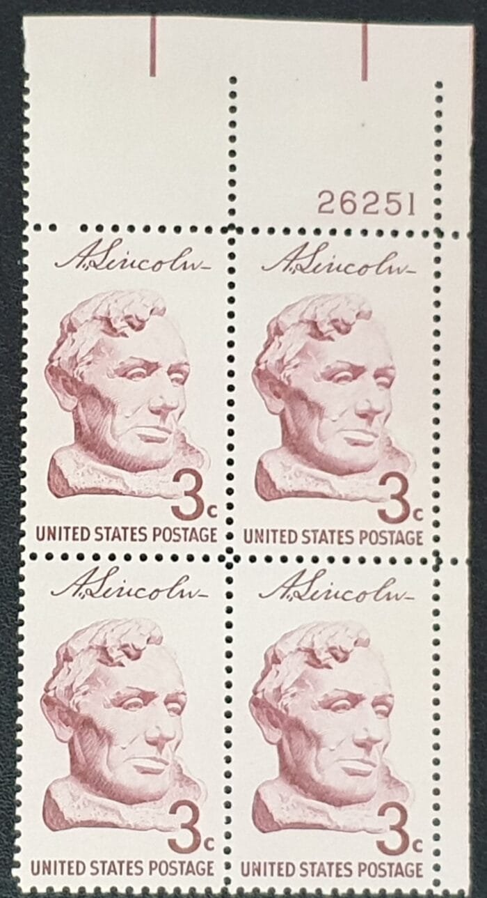 United States 1958 "Abraham Lincoln" Block of 4 26251 MNH