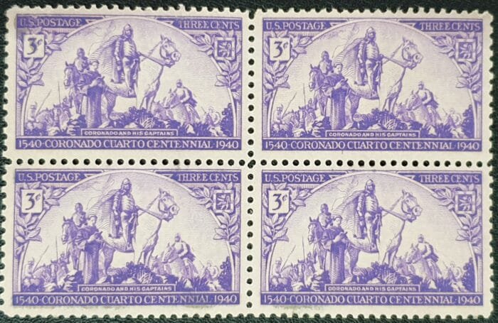 United States 1940 3c. violet Block of 4 MNH