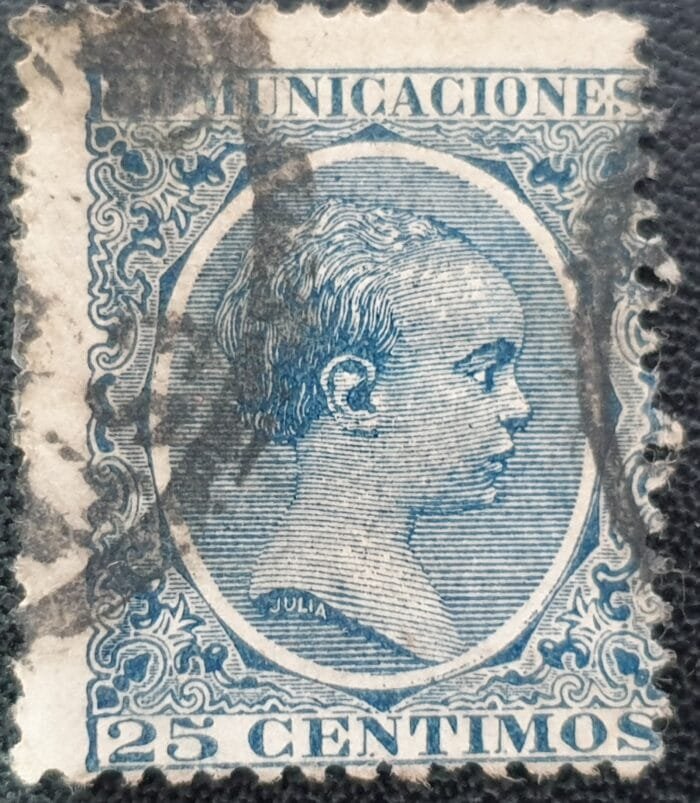 Spain 1889 King Alfonso XIII 25c. indigo used single stamp