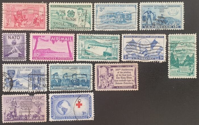 United States 1952 Year Set Used Stamps (SG A1005 "Air" MNH)