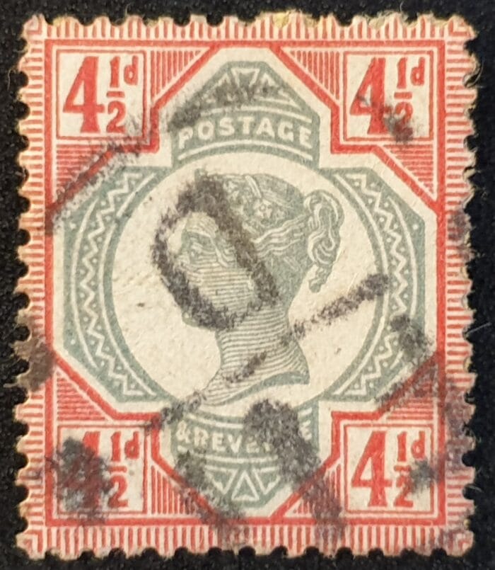 Great Britain Queen Victoria 1887-1900 ‘Jubilee’ Issue SG206 4½d. green and carmine used single stamp