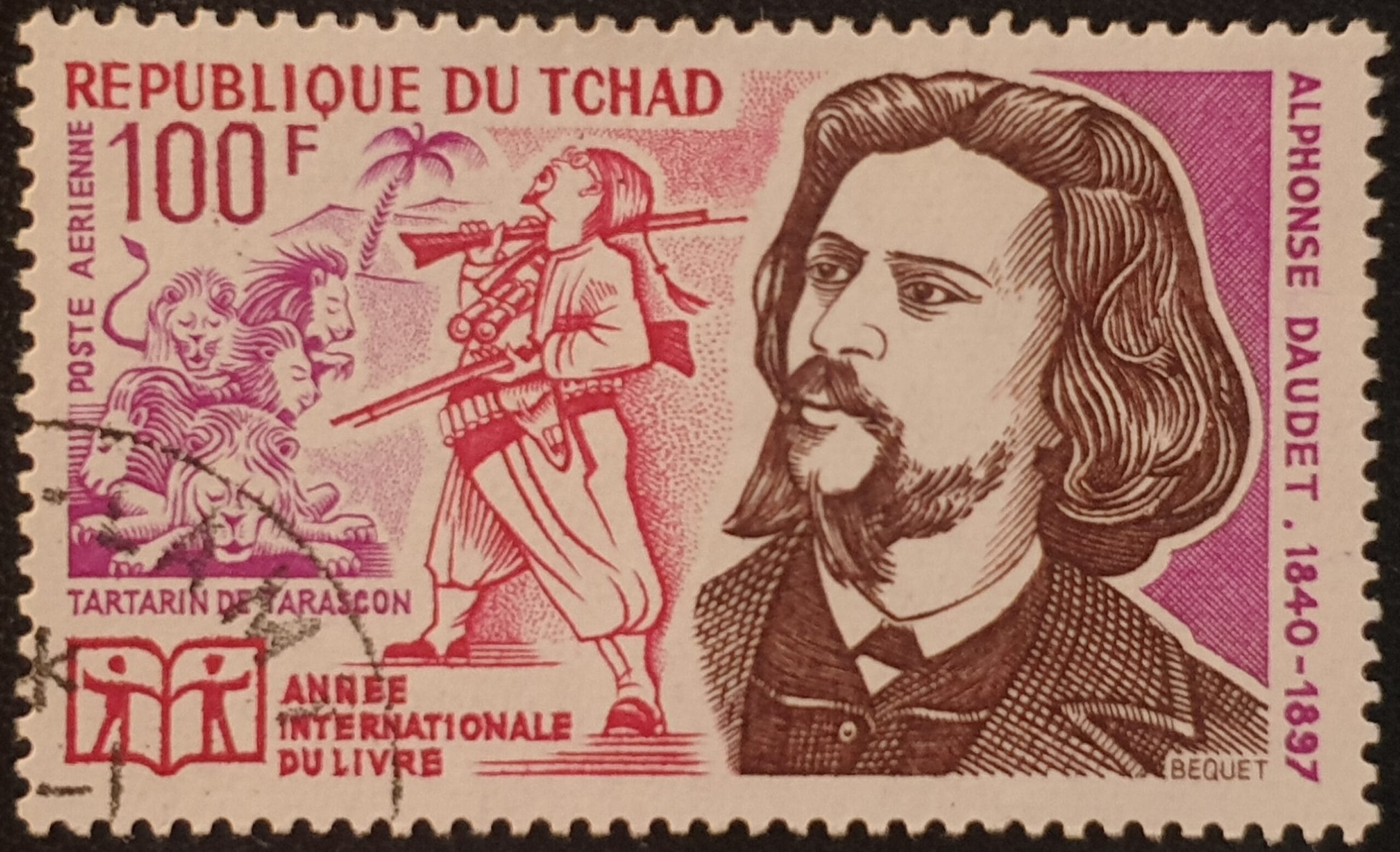 Chad 1972 "Air. International Book Year" SG376 100f. used stamp