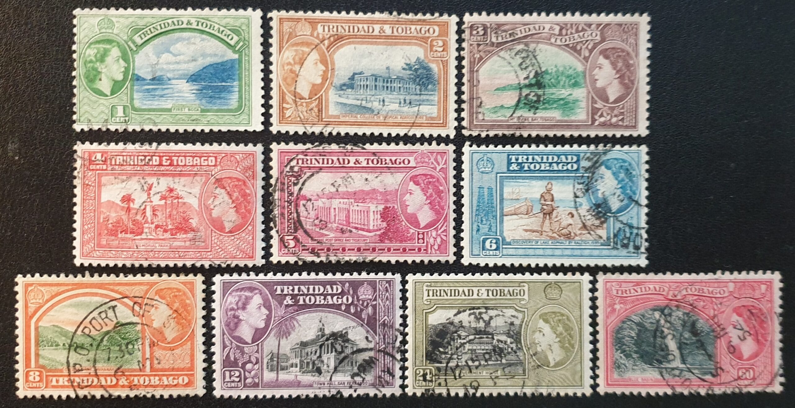 Trinidad and Tobago 1953-59 SG267-276 Part Set 10 of 12 used stamps