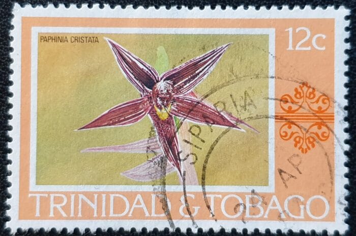 Trinidad and Tobago SG483 12c. "Paphinia Cristata" used single stamp