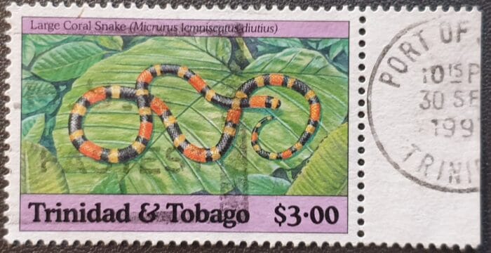 Trinidad and Tobago 1994 "Snakes" SG855 $3 used single stamp