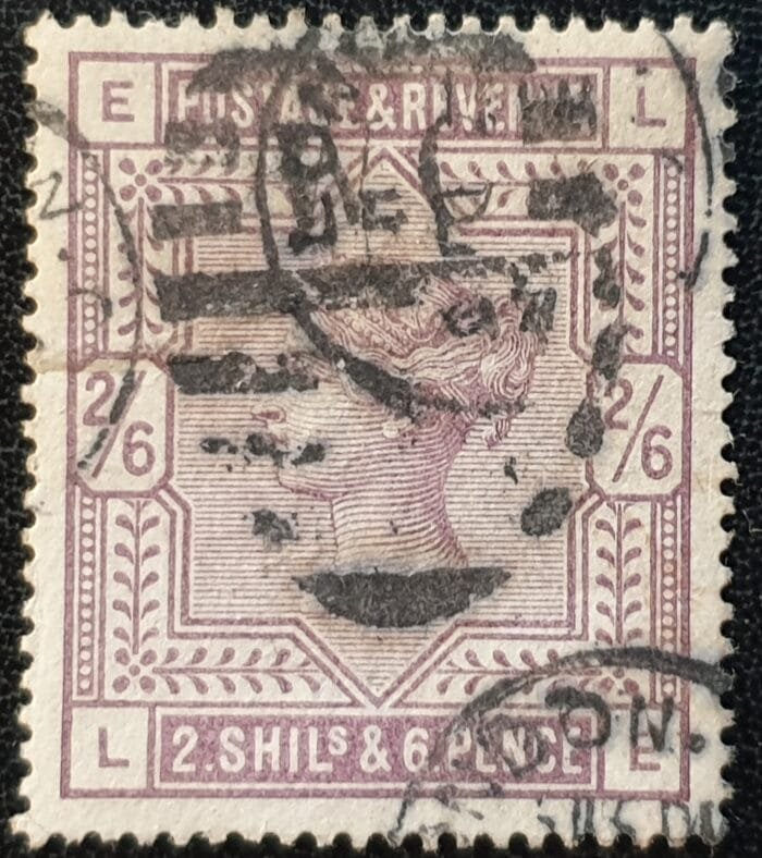 Great Britain Queen Victoria 1884 2s.6d. Lilac. Wmk. Anchor SG.178 ,Letters L-E, used stamp