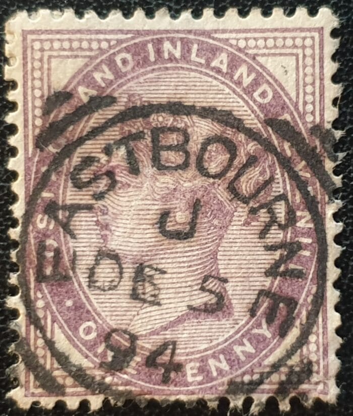 Great Britain Queen Victoria SG172 1d. lilac, 16 dots, Postmark EASTBOURNE used stamp