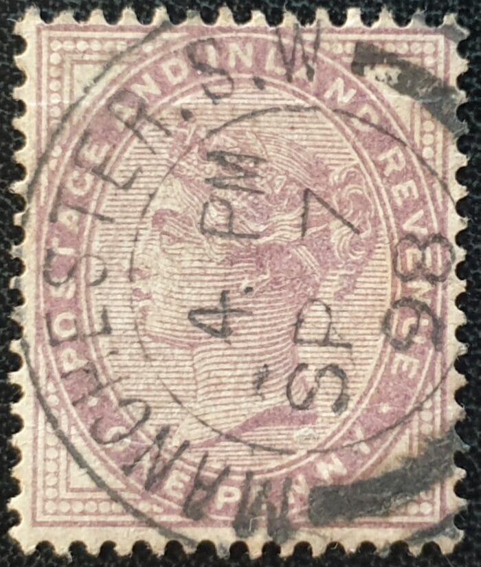 Great Britain Queen Victoria SG172 1d. lilac, 16 dots, Postmark MANCHESTER used stamp