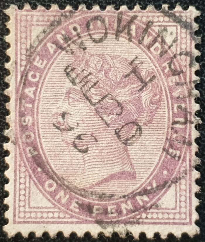 Great Britain Queen Victoria SG172 1d. lilac, 16 dots, Postmark Wokingham used stamp