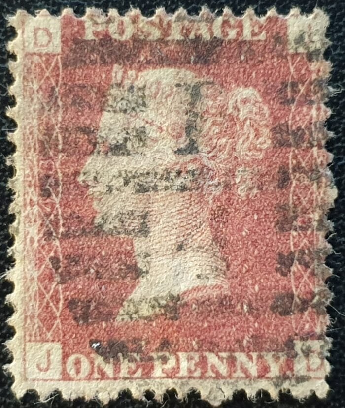 Great Britain Queen Victoria 1864 SG43 1d. red Plate 148 J-D used stamp
