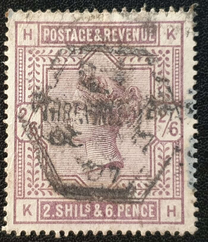 Great Britain Queen Victoria 1884 2s.6d. Lilac. Wmk. Anchor SG.178 ,Letters K-H, used stamp