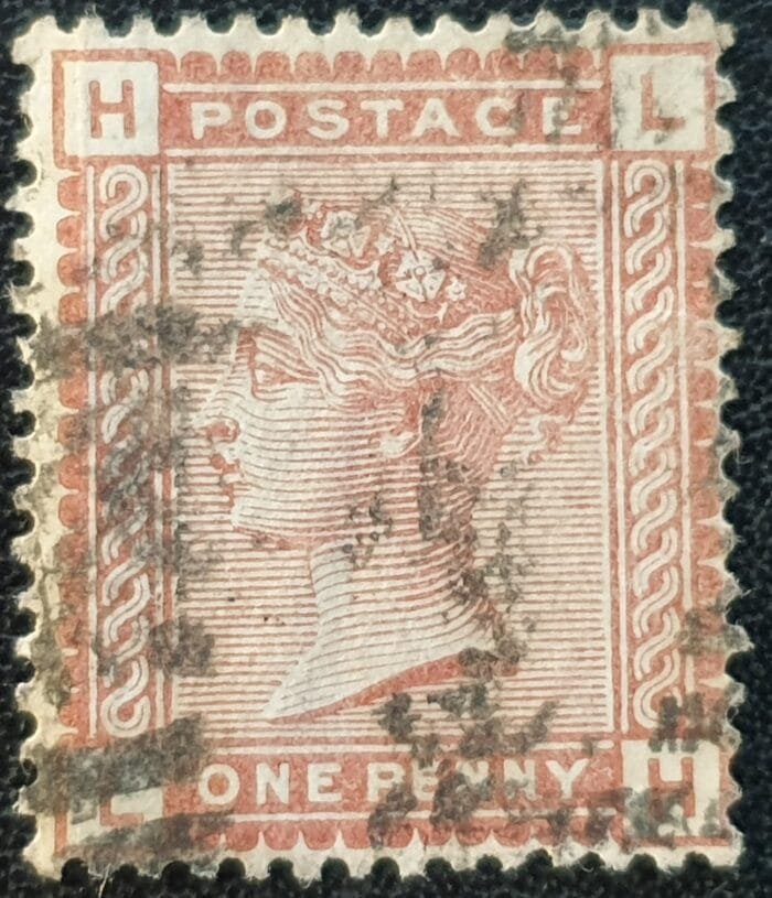 Great Britain Queen Victoria 1880 1d. Venetian red SG166 Letters L-H used stamp