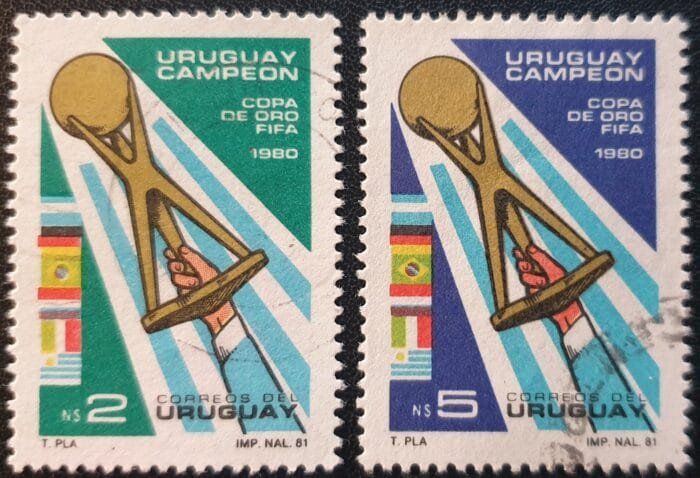 Uruguay 1981 "Uruguayan Victory in Gold Cup Football Championship" SG1775-1776 Set of 2 used stamps