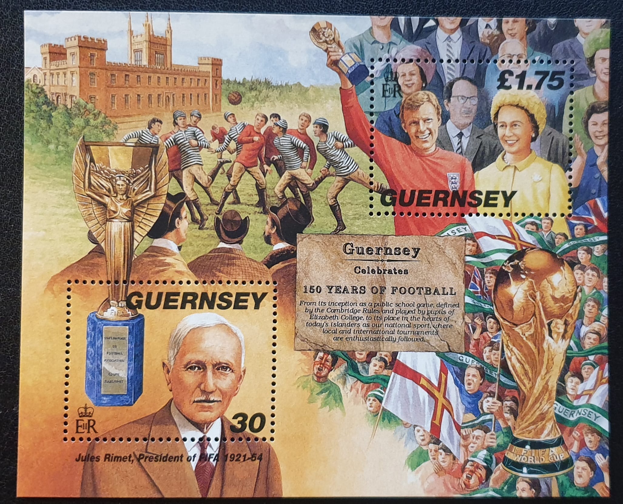 GUERNSEY 1998 '150 YEARS OF FOOTBALL' MINIATURE SHEET MNH