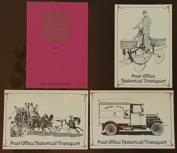 Great Britain Post Office Historical Transport Postcards SE Set 1 MNH