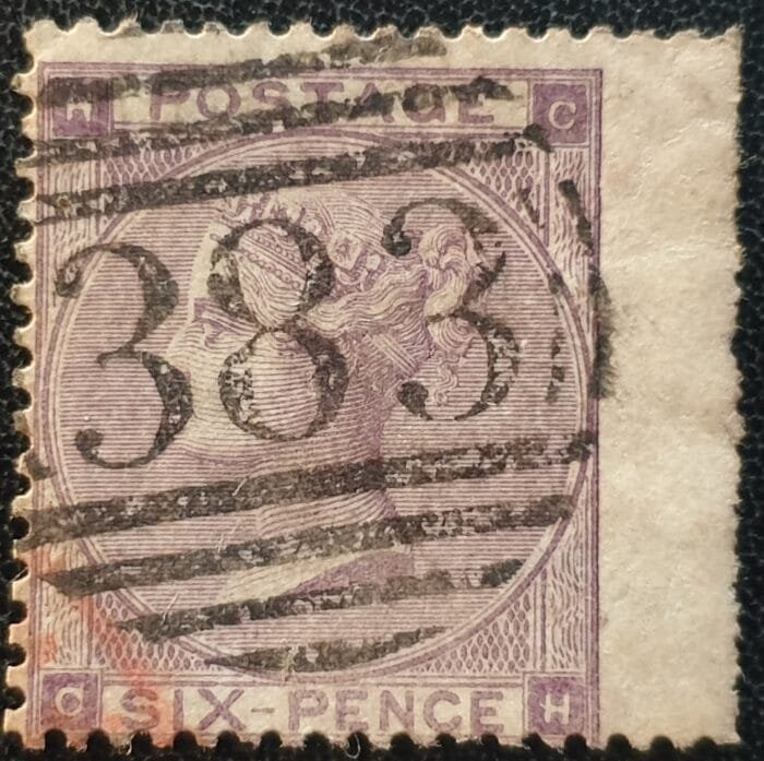 Great Britain Queen Victoria 1862 SG84 6d. lilac ,Letters C-H, Right Wing Margin used stamp
