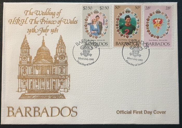 BARBADOS 1981 Official First Day Cover “The Wedding of H.R.H. The Prince of Wales 29th July 1981”
