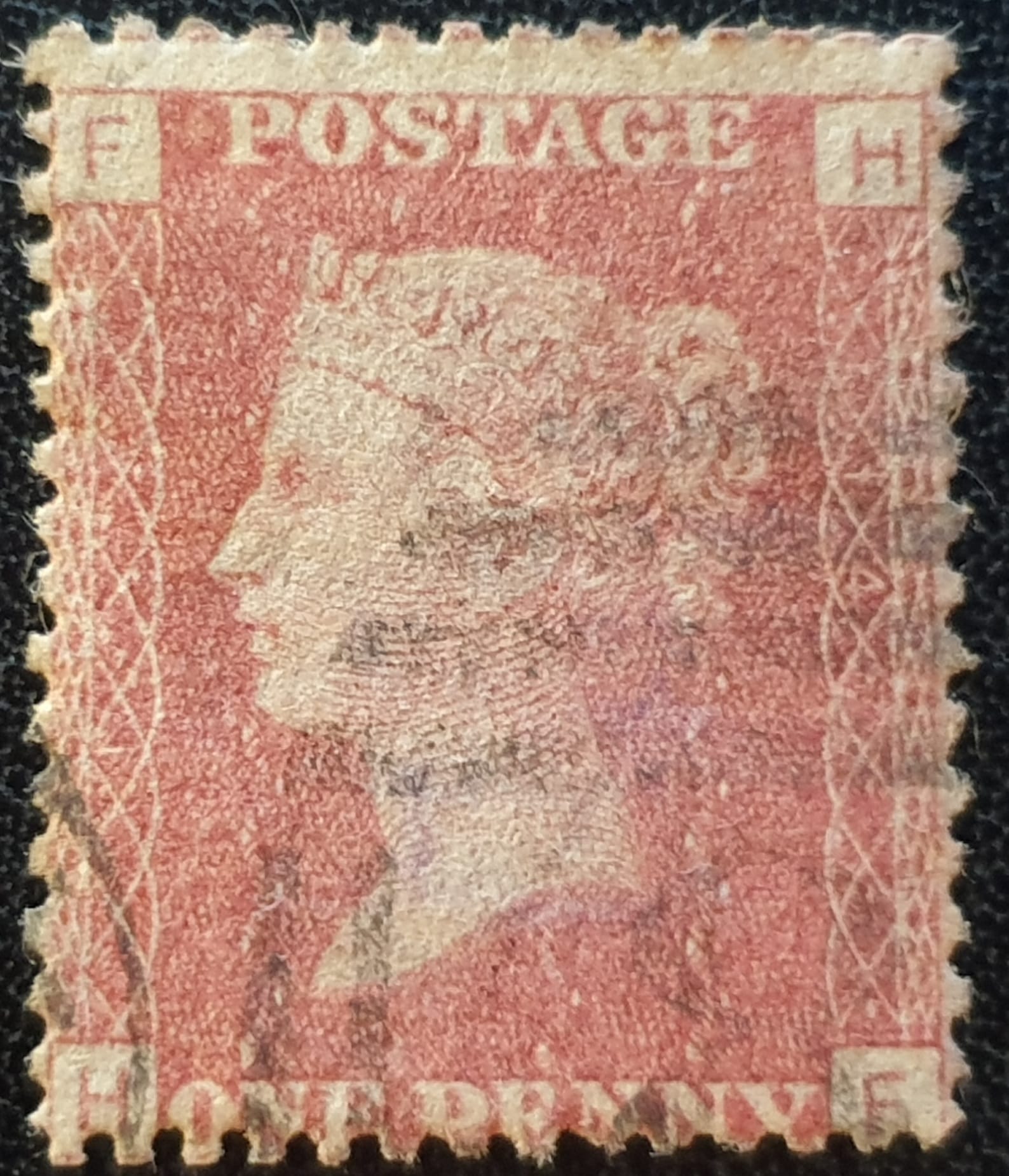 Great Britain Queen Victoria 1864 SG43 1d. rose-red Plate 147, Letters H-F, used stamp