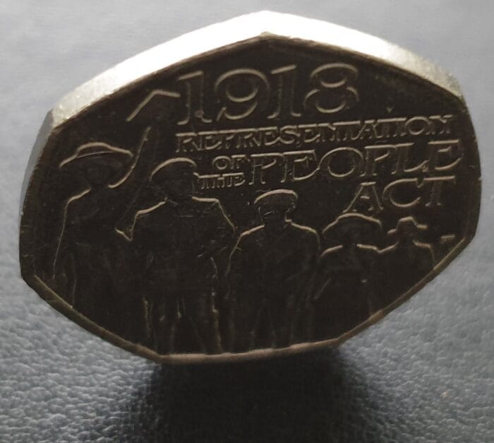 50p Coin 1918 Representation Of The People Act 2018 Coin Circulated - Image 2