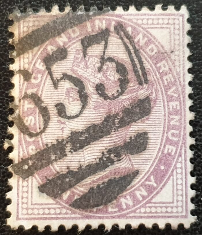 Great Britain Queen Victoria SG172 1d. lilac ,16 dots, '653' Ramsey Used Stamp