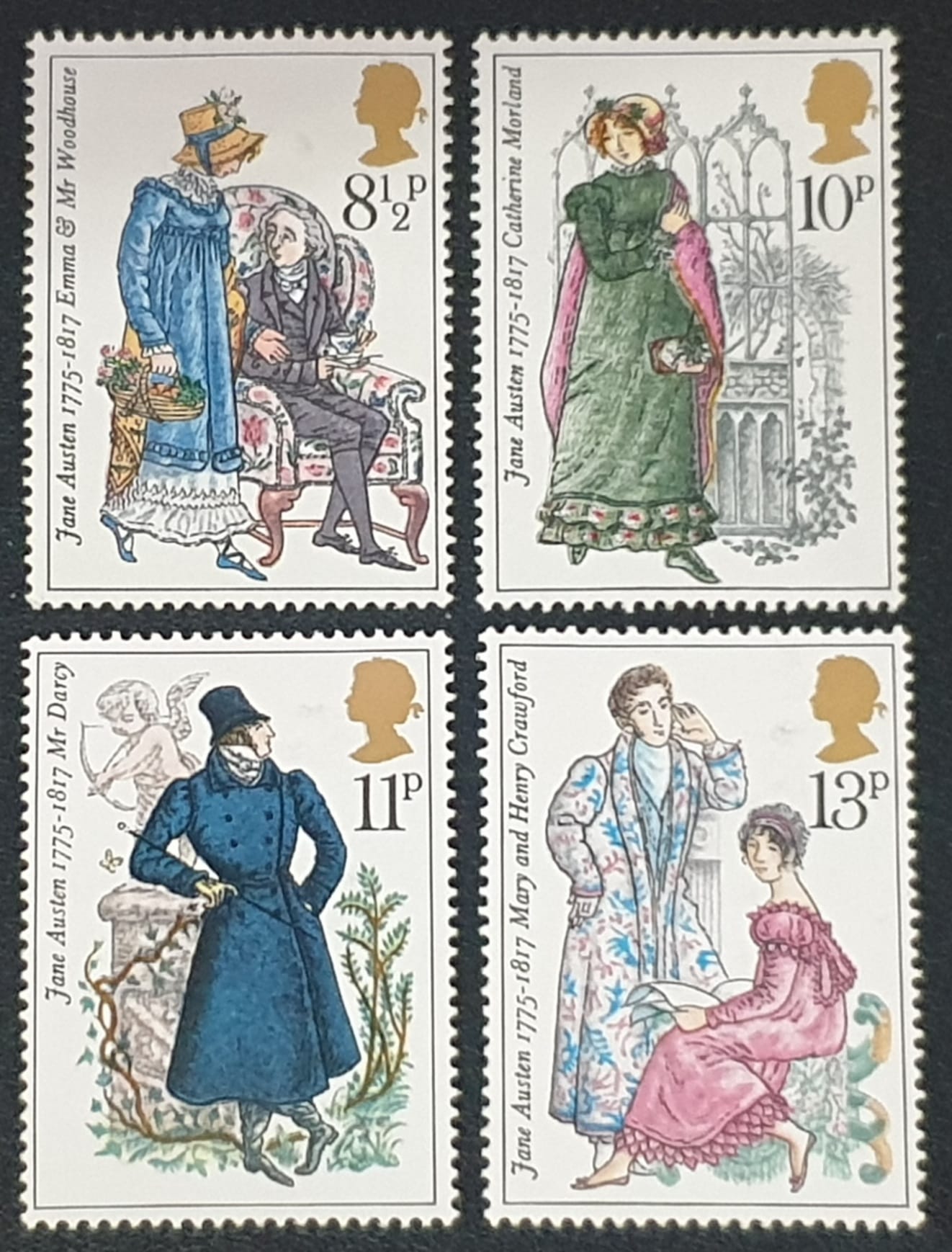 Great Britain Queen Elizabeth II 1975 "Jane Austen" SG989-992 Set of 4 Mounted Mint Stamps
