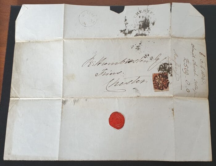 Great Britain Queen Victoria 6 Feb. 1843 SG8 1d. Penny Red on cover Black MX  Letters E-K London to Chester - Image 4