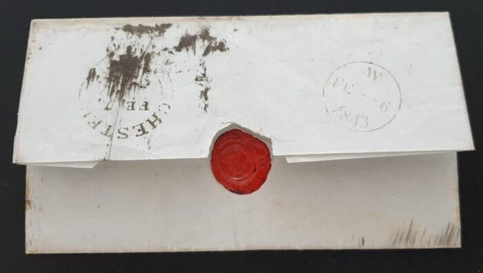 Great Britain Queen Victoria 6 Feb. 1843 SG8 1d. Penny Red on cover Black MX  Letters E-K London to Chester - Image 3