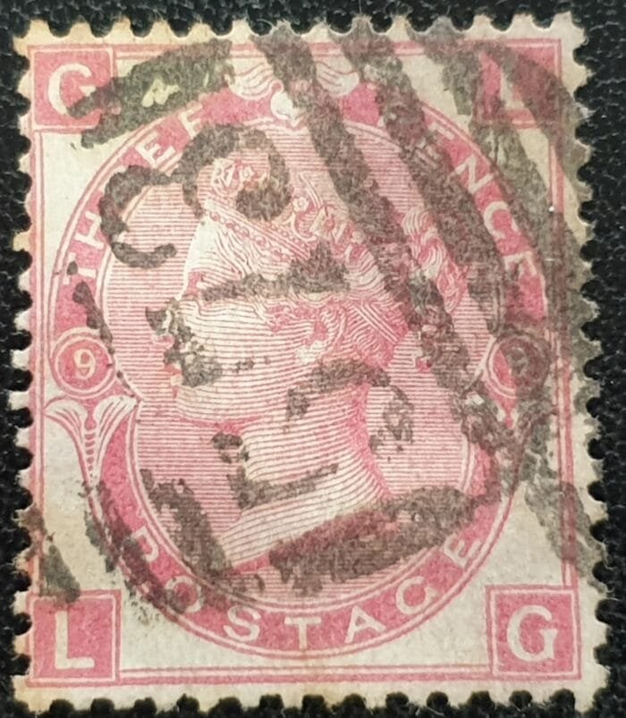 Great Britain Queen Victoria 1868 SG 103 3d. rose , Plate 9, Letters L-G, used stamp