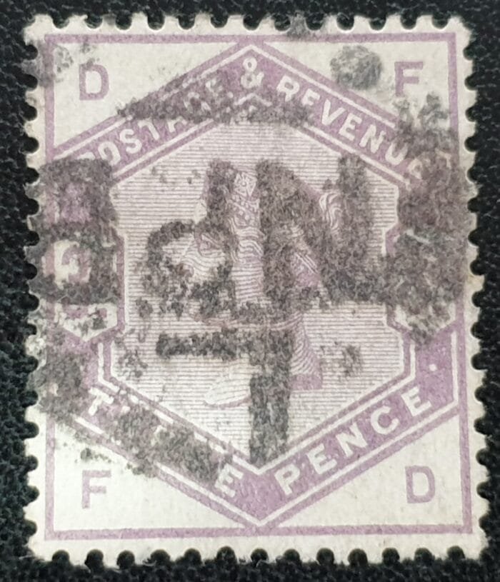 Great Britain Queen Victoria SG191 3d Lilac Letters F-D used stamp